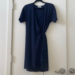 Aritzia Babaton Navy Chiffon Wrap Dress S Small